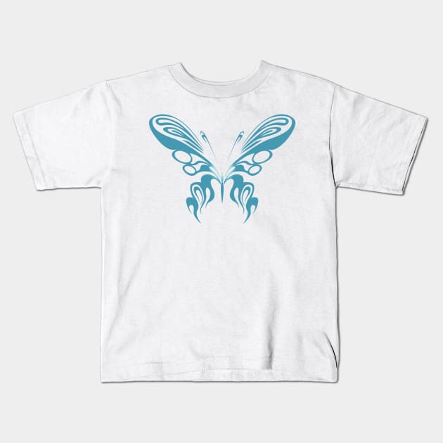 Abstract Blue Butterfly Kids T-Shirt by Korry